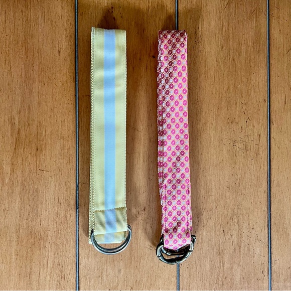 J. Crew Pink Floral And Yellow Striped Vintage D Ring Belts - Picture 3 of 9